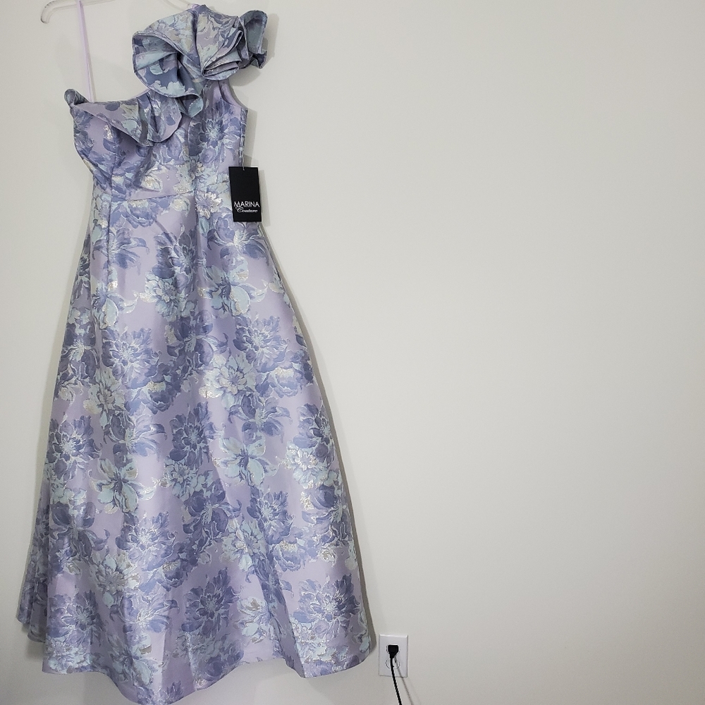 NWT Marina Couture Purple Floral Gown/Prom Dress, Size 4
